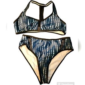 Blue and white bikini